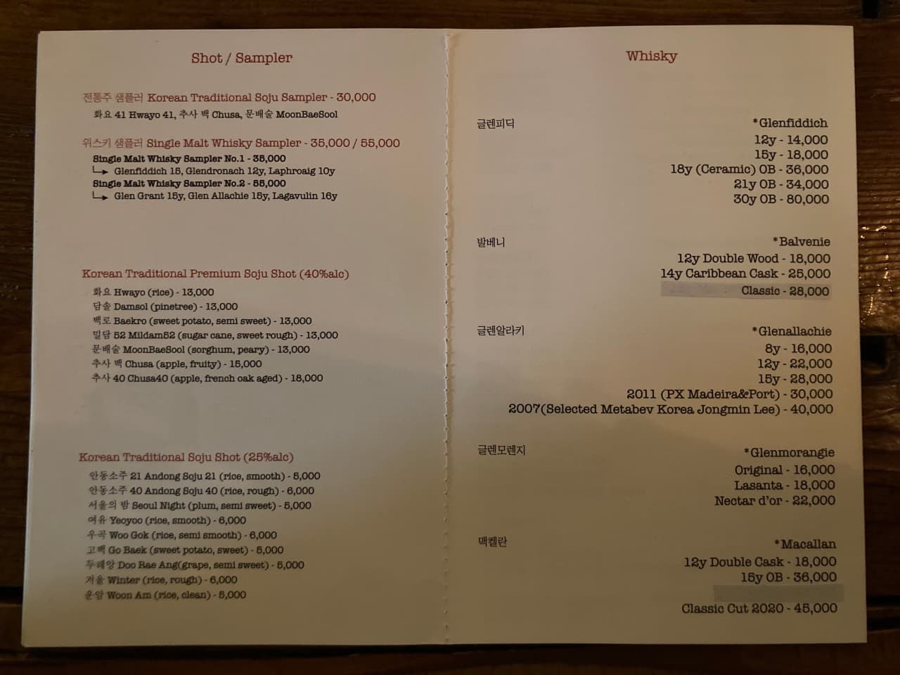 메뉴판 5